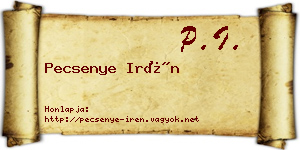 Pecsenye Irén névjegykártya